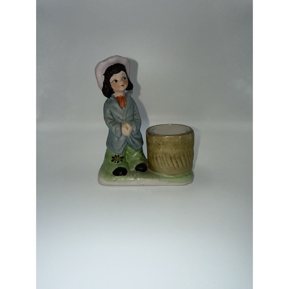 Vintage Porcelain Figurine Candle Holder Little Luvkins Jasco Hobo Girl